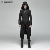WY-1028 Men Punk Split Hooded Jacket Asymmetrical Long Trench Coat?-??Punk Rave Clothing