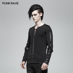 WT-561 Steampunk Lace-up Neckline Long Sleeve T Shirt?-??Punk Rave Clothing