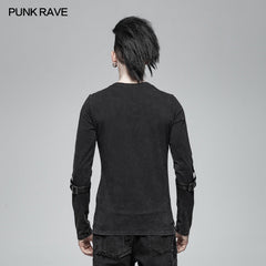 WT-561 Steampunk Lace-up Neckline Long Sleeve T Shirt?-??Punk Rave Clothing