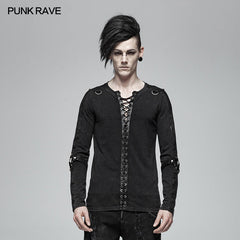 WT-561 Steampunk Lace-up Neckline Long Sleeve T Shirt?-??Punk Rave Clothing