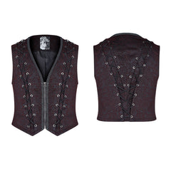WY-1014 Goth black And Red V-neck Zipper Vest With Cross Decoration?-??Punk Rave Clothing