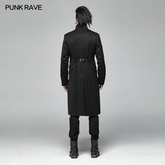 WY-1019 Men Gothic Standing Collar Mid-length Coat?-??Punk Rave Clothing