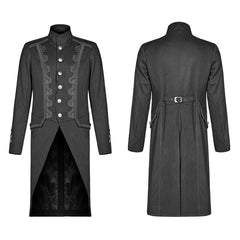 WY-1019 Men Gothic Standing Collar Mid-length Coat?-??Punk Rave Clothing