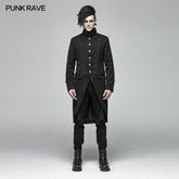 WY-1019 Men Gothic Standing Collar Mid-length Coat?-??Punk Rave Clothing