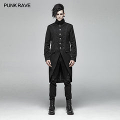 WY-1019 Men Gothic Standing Collar Mid-length Coat?-??Punk Rave Clothing