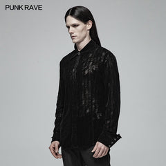 OY-1005 Gothic Lace Long Sleeve Flocking Shirt For Men?-??Punk Rave Clothing