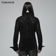OY-1005 Gothic Lace Long Sleeve Flocking Shirt For Men?-??Punk Rave Clothing