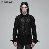 OY-1005 Gothic Lace Long Sleeve Flocking Shirt For Men?-??Punk Rave Clothing