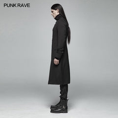 WY-1021 Simple Men Gothic Mid-length Jacket Standing Collar Coat?-??Punk Rave Clothing