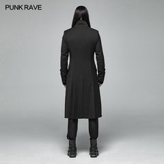 WY-1021 Simple Men Gothic Mid-length Jacket Standing Collar Coat?-??Punk Rave Clothing