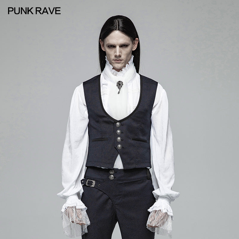 WY-992 Gentleman Punk V-neck Simple Vest For Men?-??Punk Rave Clothing