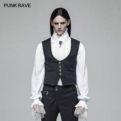 WY-992 Gentleman Punk V-neck Simple Vest For Men?-??Punk Rave Clothing