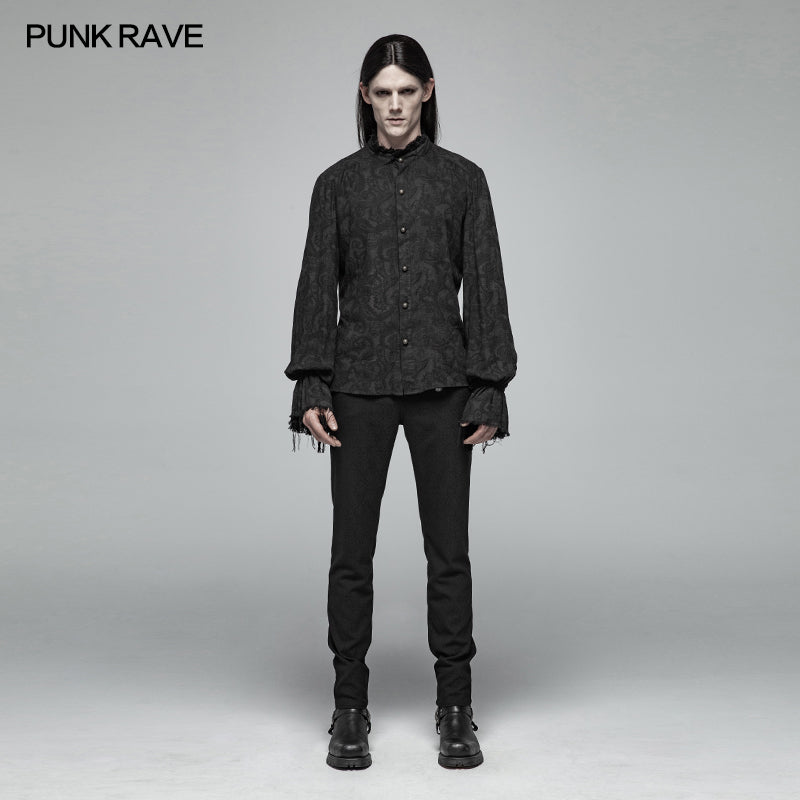 WY-1003 Men Decadent Gothic Printed Long Sleeve Shirt?-??Punk Rave Clothing