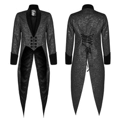 WY-1011 Gothic Medium Length Jacquard Jacket Lace-up Back Tailcoat?-??Punk Rave Clothing