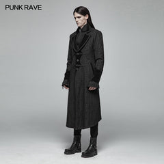 WY-1010 Men Goth Vampire Master Mid-length Jacket V-neck Long Sleeve Coat?-??Punk Rave Clothing