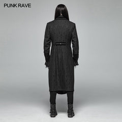 WY-1010 Men Goth Vampire Master Mid-length Jacket V-neck Long Sleeve Coat?-??Punk Rave Clothing