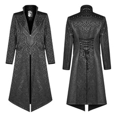 WY-1030 Gothic Vintage Jacquard V-neck Mid-length Coat?-??Punk Rave Clothing