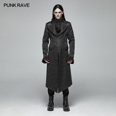 WY-1030 Gothic Vintage Jacquard V-neck Mid-length Coat?-??Punk Rave Clothing