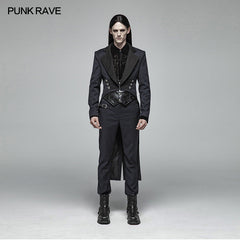 WY-993 Gentleman Punk Mid-length Coat V-neck Long Sleeve Tailcoat?-??Punk Rave Clothing