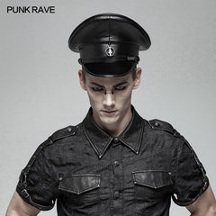 WS-303 Men Handsome Punk Personality PU Hat With A Skull Pendant?-??Punk Rave Clothing