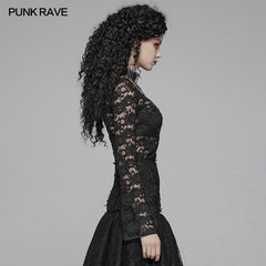 WT-573 Sexy Perspective Lace Gothic T-shirt For Women?-??Punk Rave Clothing