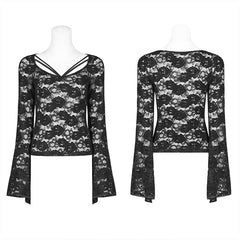 WT-573 Sexy Perspective Lace Gothic T-shirt For Women?-??Punk Rave Clothing