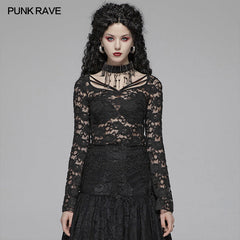 WT-573 Sexy Perspective Lace Gothic T-shirt For Women?-??Punk Rave Clothing