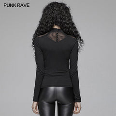 WT-569 Gothic Hollow-out Long Sleeve T-shirt For Women?-??Punk Rave Clothing