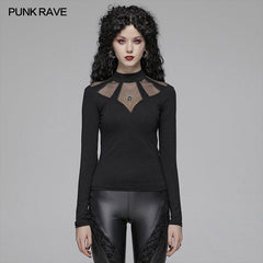 WT-569 Gothic Hollow-out Long Sleeve T-shirt For Women?-??Punk Rave Clothing