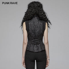 WLY-093 Sexy Deep V Collar Vest Lolita Women Lace High Standing Collar Waistcoat?-??Punk Rave Clothing