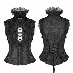 WLY-093 Sexy Deep V Collar Vest Lolita Women Lace High Standing Collar Waistcoat?-??Punk Rave Clothing