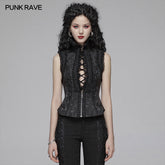 WLY-093 Sexy Deep V Collar Vest Lolita Women Lace High Standing Collar Waistcoat?-??Punk Rave Clothing