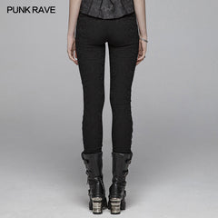 WK-376 Gothic Women Jacquard Long Trousers With Cross Sides?-??Punk Rave Clothing
