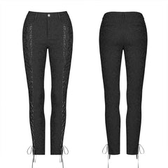 WK-376 Gothic Women Jacquard Long Trousers With Cross Sides?-??Punk Rave Clothing