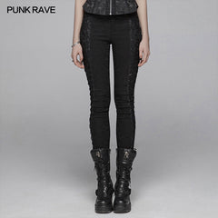 WK-376 Gothic Women Jacquard Long Trousers With Cross Sides?-??Punk Rave Clothing