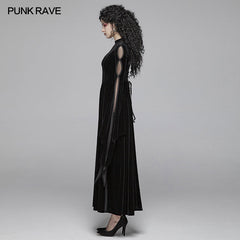 WQ-406 Gothic Women Double Layer Sleeve Long Velvet Dress?-??Punk Rave Clothing