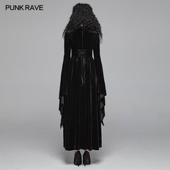 WQ-406 Gothic Women Double Layer Sleeve Long Velvet Dress?-??Punk Rave Clothing