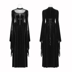 WQ-406 Gothic Women Double Layer Sleeve Long Velvet Dress?-??Punk Rave Clothing