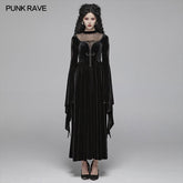 WQ-406 Gothic Women Double Layer Sleeve Long Velvet Dress?-??Punk Rave Clothing