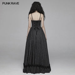 WQ-420 Gothic Women Tube Jacquard Long Skirt Lace-up Ball Gown Dress?-??Punk Rave Clothing