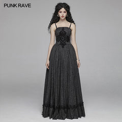 WQ-420 Gothic Women Tube Jacquard Long Skirt Lace-up Ball Gown Dress?-??Punk Rave Clothing