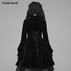 WLY-089 Women Gothic Lolita Long Sleeve Medium Long Velvet Coat?-??Punk Rave Clothing