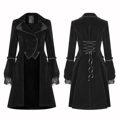 WLY-089 Women Gothic Lolita Long Sleeve Medium Long Velvet Coat?-??Punk Rave Clothing