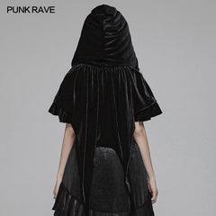 WLY-092 Lolita Velvet Short Hooded Loose Cloak With Cute Wooly Balls?-??Punk Rave Clothing