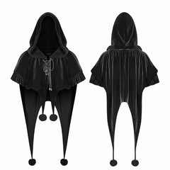 WLY-092 Lolita Velvet Short Hooded Loose Cloak With Cute Wooly Balls?-??Punk Rave Clothing