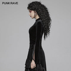 OT-568 Women Gothic Double Layer Sleeve Velvet Tulle T-shirt?-??Punk Rave Clothing
