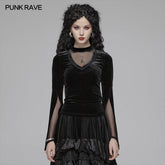 OT-568 Women Gothic Double Layer Sleeve Velvet Tulle T-shirt?-??Punk Rave Clothing