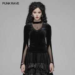 OT-568 Women Gothic Double Layer Sleeve Velvet Tulle T-shirt?-??Punk Rave Clothing