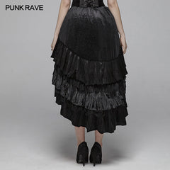 WQ-413 Gothic Dark Grain Velvet Irregular Half Skirt For Women?-??Punk Rave Clothing
