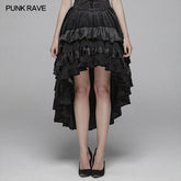 WQ-413 Gothic Dark Grain Velvet Irregular Half Skirt For Women?-??Punk Rave Clothing
